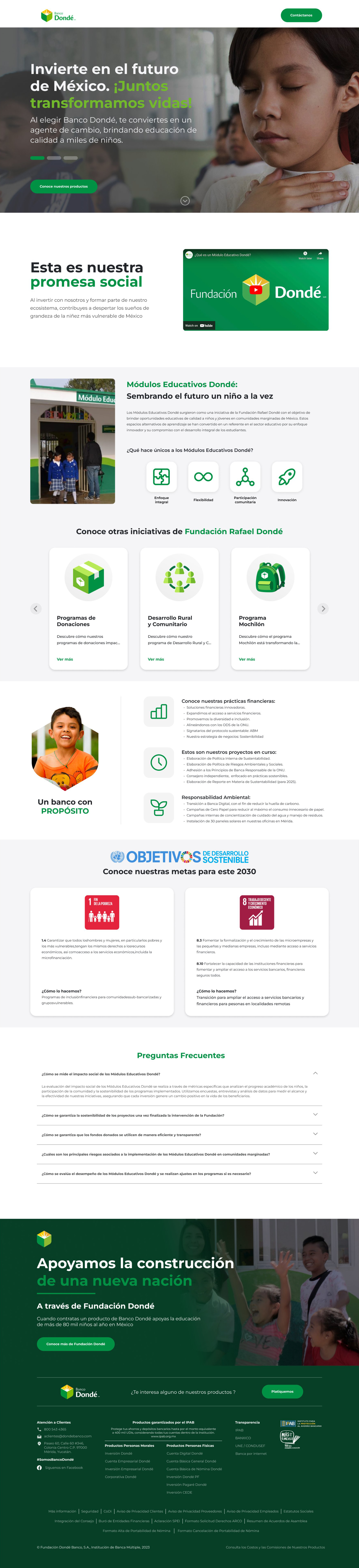 Landing page final de Banco Dondé completa