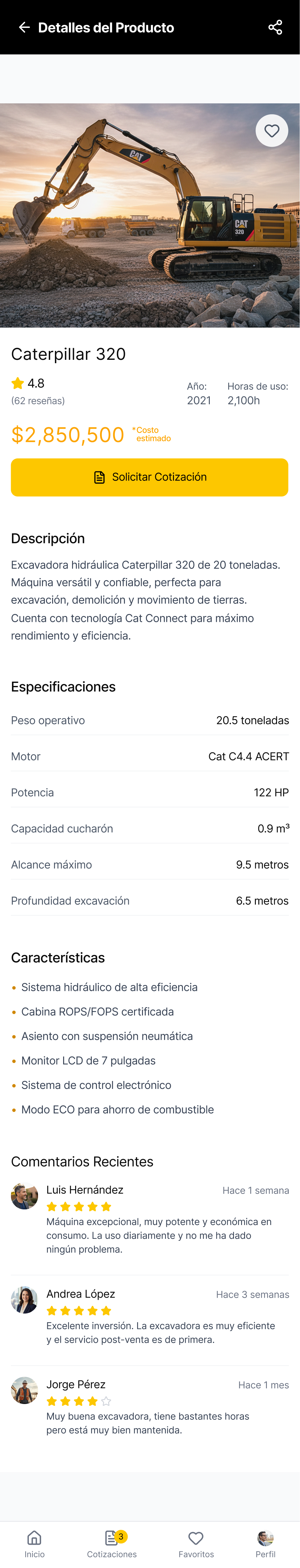 Detalle de producto en mobile
