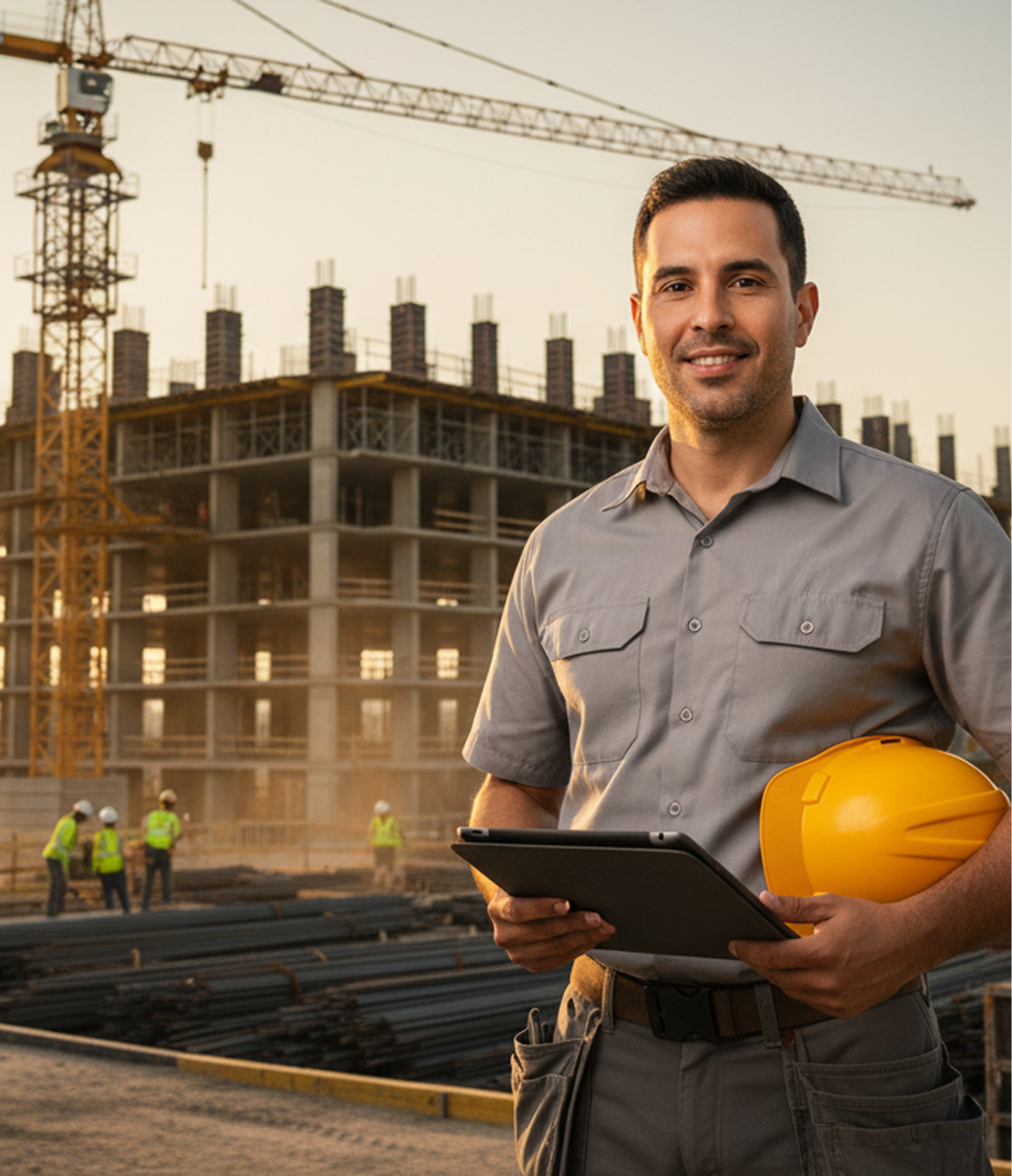 Ingeniero en obra con tablet