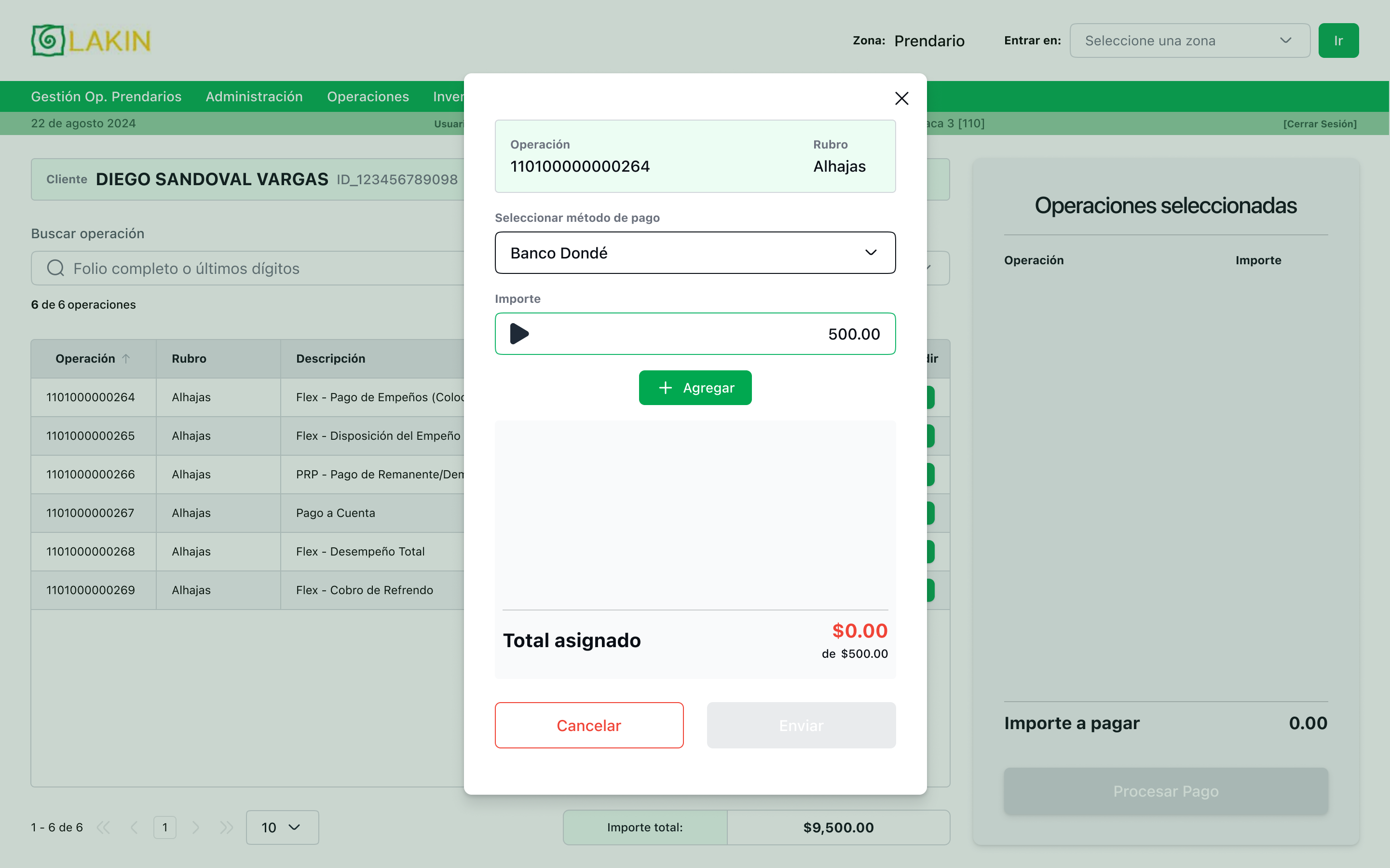 Modal de método de pago