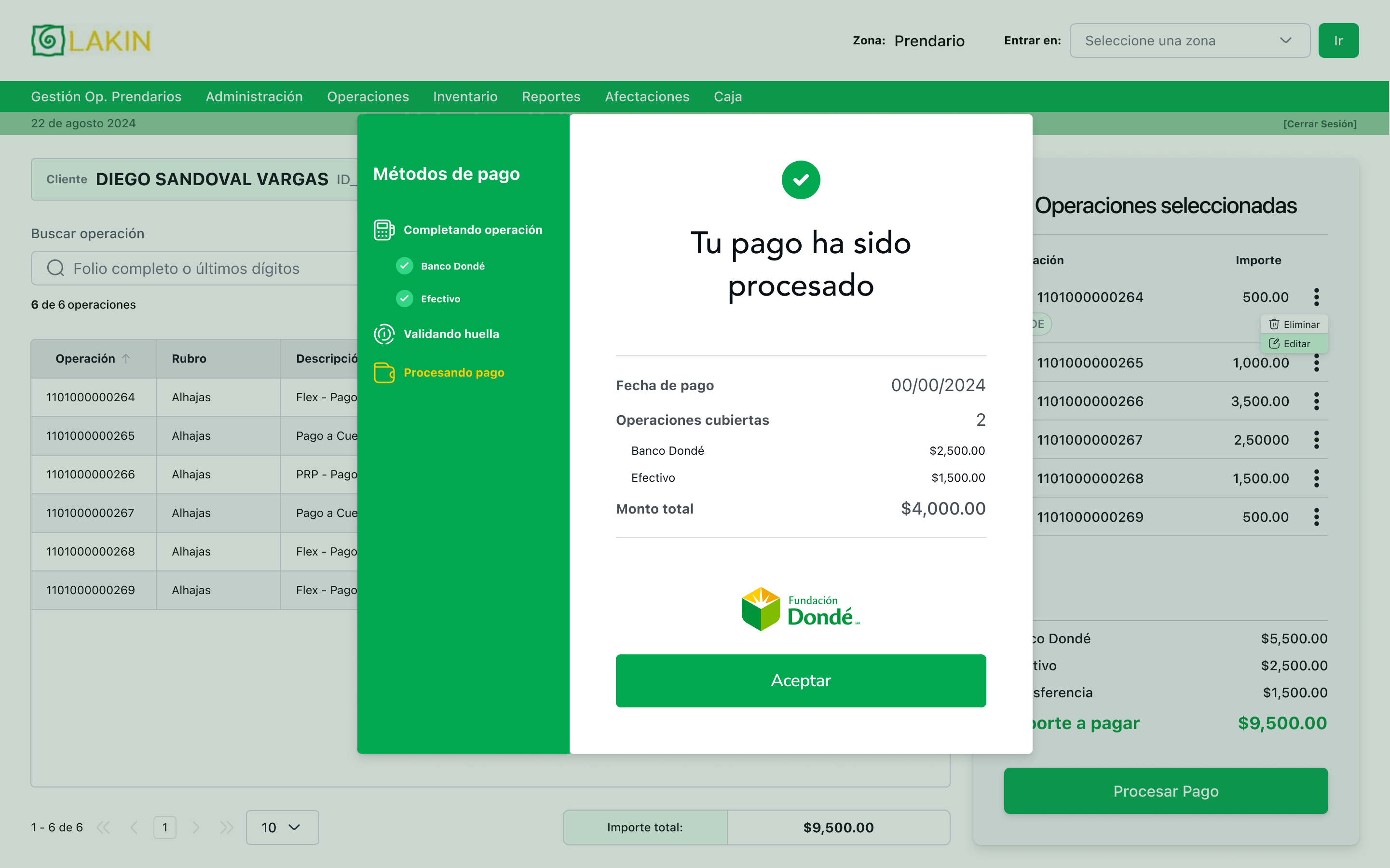 Pago procesado con éxito